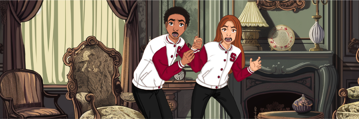 Aria and Liam in fear in their adventure "The Baker Street Mystery"